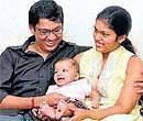 Srija and husband G Sirish Bharadwaja with their daughter in happier times. Photo/ G  VIJAYALAKSHMI