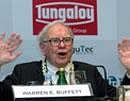 Chairman & CEO of Berkshire Hathaway Warren Edward Buffett address a press conference in Bangalore on Tuesday. PTI