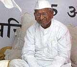 Social activist Anna Hazare during the 4th day of his indefinite fast for 'Jan Lokpal Bill' in New Delhi on Friday. PTI