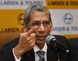 Larsen and Toubro's Chief Finance officer Y M Deosthalee during a press conference announcing the financial result of the company - PTI Photo