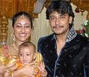 Film actor Dharshan with his wife Vijayalakshmi and child when in goodtimes