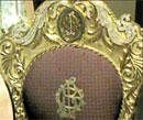 Treasure trove: A diamond-studded chair embossed with the initials GJR of incarcerated former minister Gali Janardhana Reddys. DH Photo