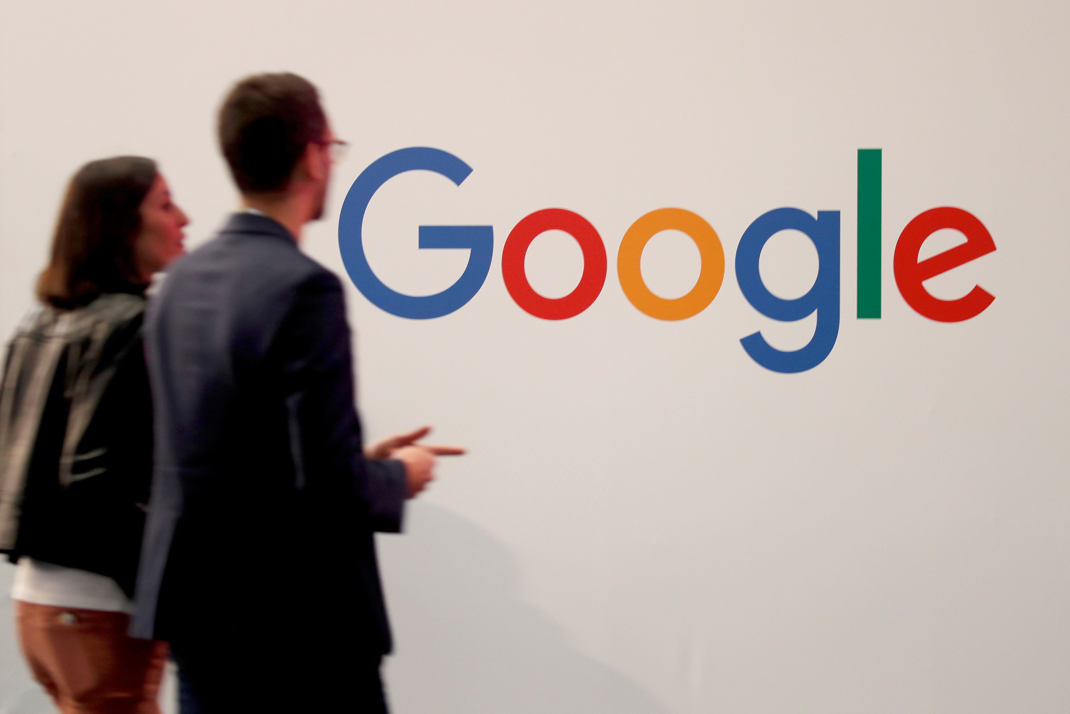 The Google logo is seen at an event in Paris. (Reuters Photo)