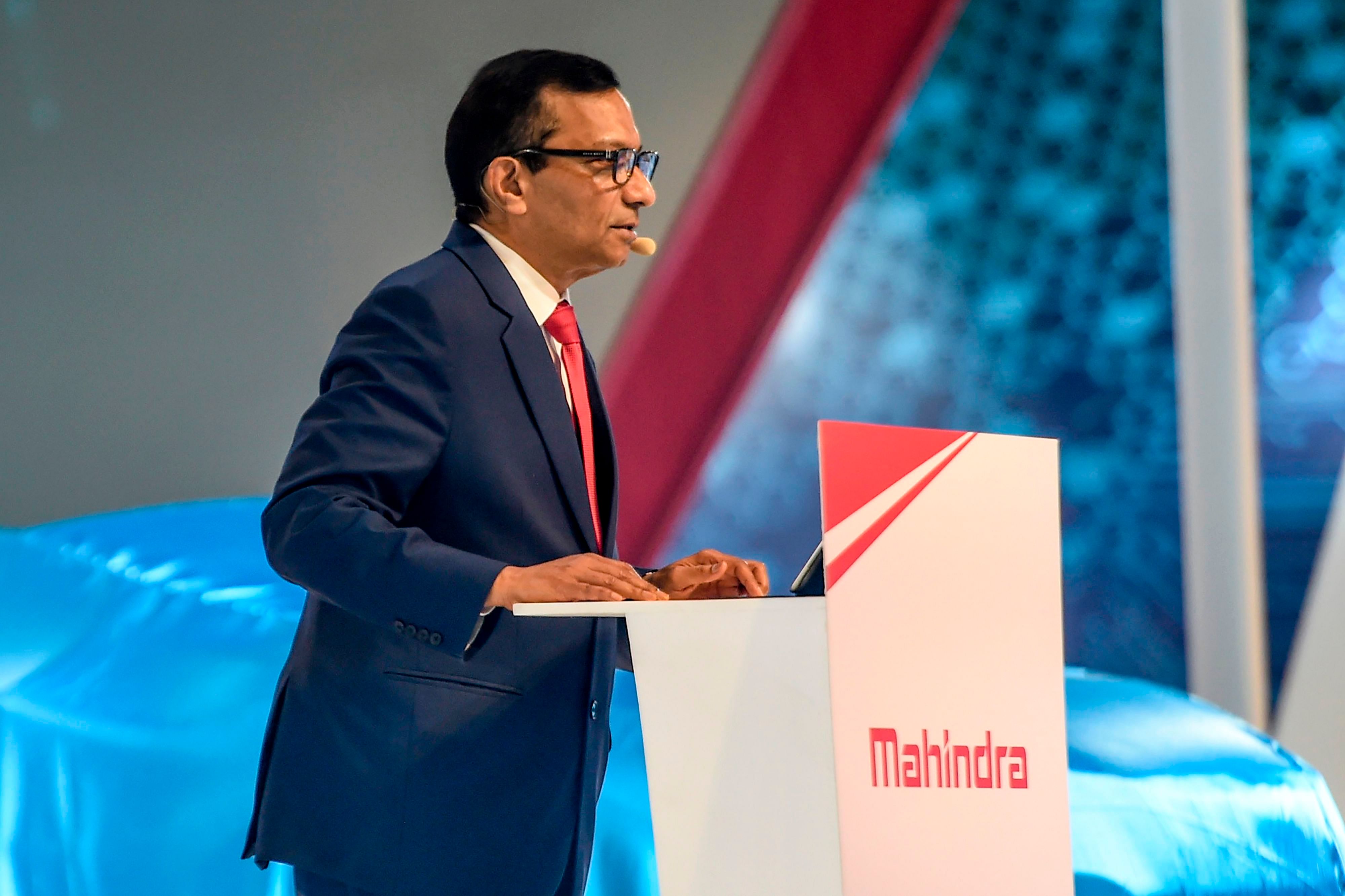 Managing Director (MD) of Mahindra and Mahindra Limited, Pawan Goenka, speaks at the Auto Expo 2020 at Greater Noida on the outskirts of New Delhi. (AFP Photo)