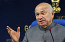 Union Home Minister Sushilkumar Shinde addressing the monthly press conference of his ministry in New Delhi on Monday. PTI Photo