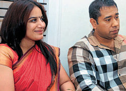 A file photo of actor Pooja Gandhi and Anand in happier times.