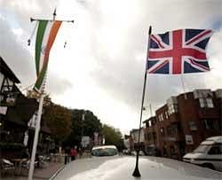 The flags of India and Britain fly in Windsor ahead of a state visit by Indian President Pratibha Patil. AFP