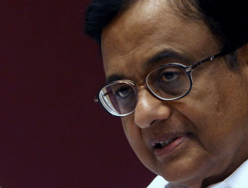 Finance Minister P. Chidambaram addressing a press conference after a meeting with the CMD/CEOs of Public Sector Banks and Financial Institutions, in New Delhi on Wednesday. PTI Photo