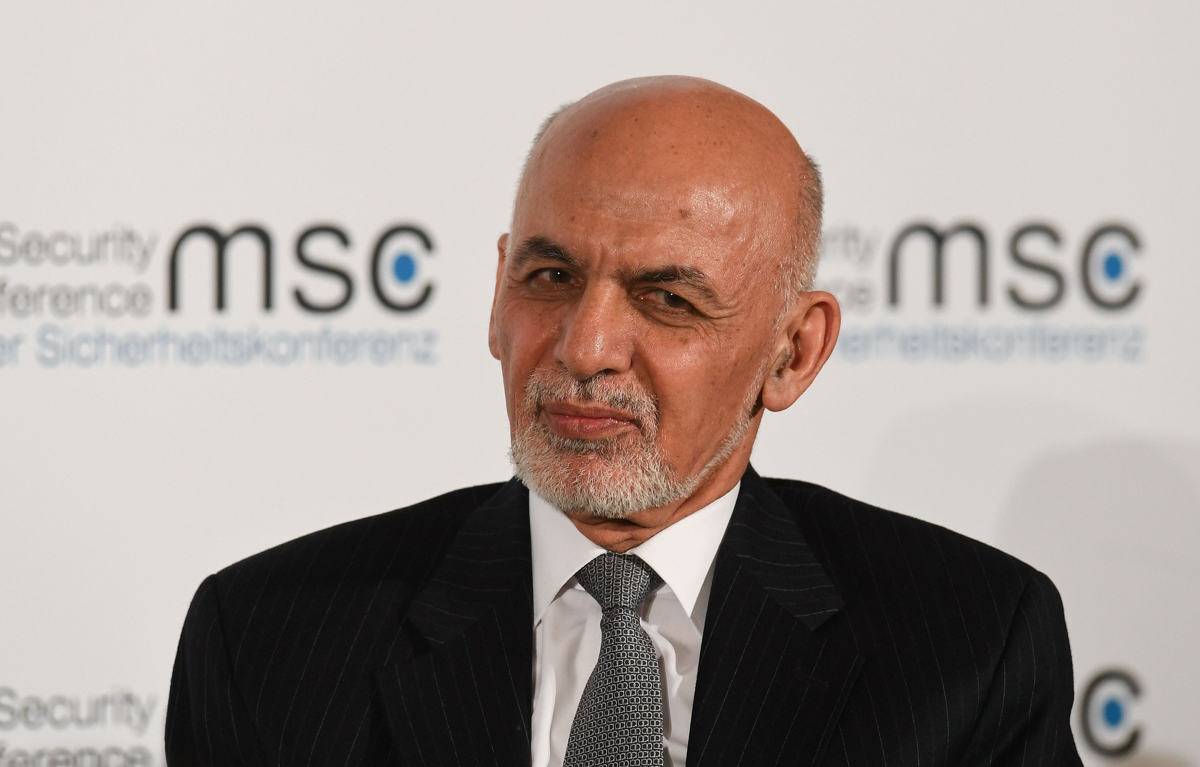 President of Afghanistan Ashraf Ghani takes part in a panel discussion during the 56th Munich Security Conference. (AFP Photo)