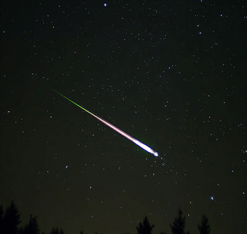 Wikipedia representational image. A Leonid meteor, seen in the 2009 Leonid Meteor Shower.