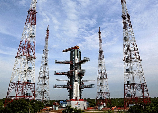 Panoramic view of GSLV-D5 at the Second Launch Pad. Image courtesy: ISRO