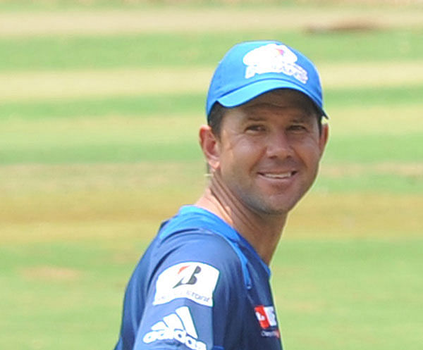 Former Australia captain Ricky Ponting during a practice session at Chinnaswamy Stadium. DH File Photo