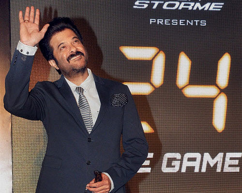 Bollywood actor Anil Kapoor waves to his fans after the launch of TV serial-24 - The Game in Mumbai on Saturday. PTI Photo