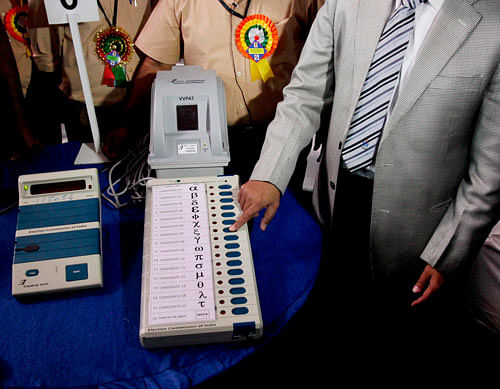 The VVPAT, used on a trial basis in Delhi and Mizoram, is an electronic voting machine (EVM) where, after casting their ballots, voters can see the candidate's name and political party along with own name and electoral identification number. PTI