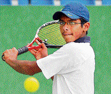 Andhra Pradesh's PC Anirudh sets up a backhand return during his pre-quarterfinal win over state-mate Taquddin Mohammed on Wednesday. DH PHOTO
