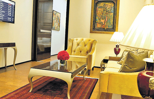 swanky: The VIP waiting lounge at the newly inaugurated Terminal 1A of the Kempegowda  International Airport in Bangalore. DH Photo