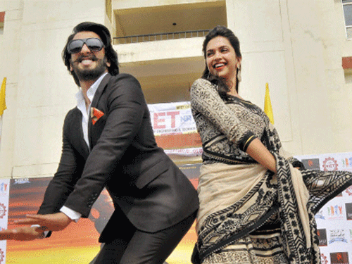 Actor Ranveer Singh with his co-star Deepika Padukone. File photo-  PTI