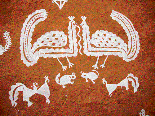 elementary: An animal-themed 'mandana' wall painting.