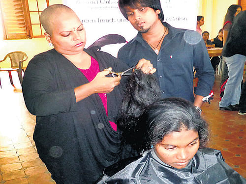 The Green Trends salon in Bangalore will collect hair from donors to make wigs for cancer patients. DH Photo