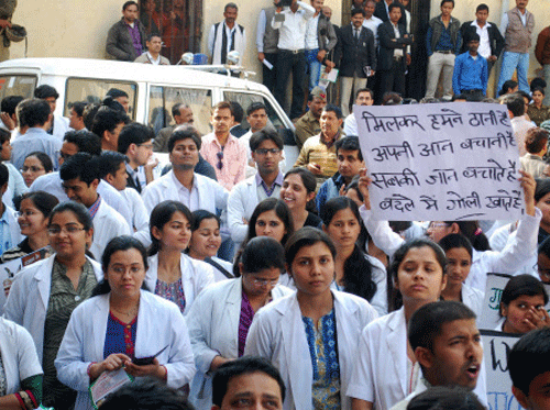 Doctors in Kanpur today called off their six-day strike against the attack on their colleagues here, a day after the UP government clamped ESMA against striking medicos and the Allahabad High Court stepped in to resolve the deadlock. PTI photo