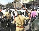 Police lathi-charge pro-Telangana students during a protest in Hyderabad on Thursday. PTI