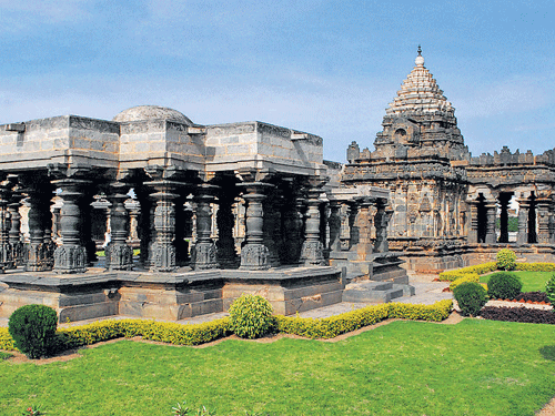 ARCHITECTURAL BEAUTIES: Cluster of shrines around Mahadeva Temple. Photo by Tukaram Rao B V
