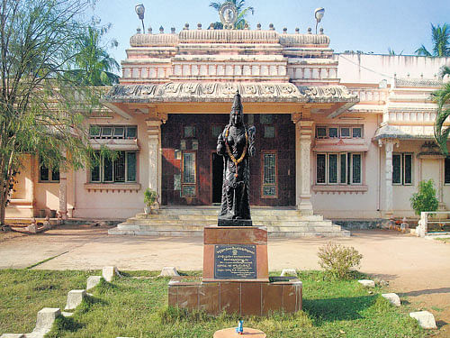The Telugutalli statue at the Sidhendrayogi Kalapeetham on the Telugu University campus in Kuchipudi in Andhra Pradesh.