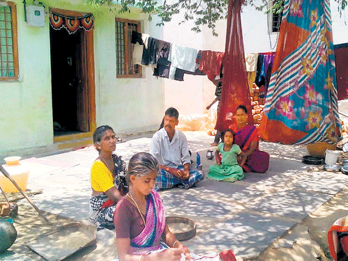 An elder of the family with his three wives at their house at Nanjaiahanagarahalli under  Nagaragere hobli of Gauribidanur taluk. DH&#8200;PHOTO