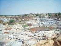 A Partial view of relentless quarrying going on in Kadur taluk.