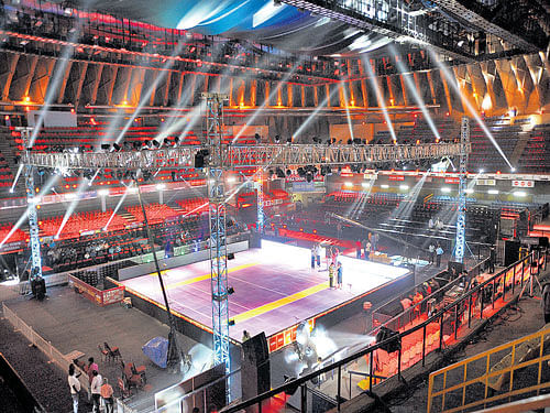 all set Sree Kanteerava stadium is all decked up to host the Bengaluru leg of the  Pro Kabaddi League from Wednesday. DH photo