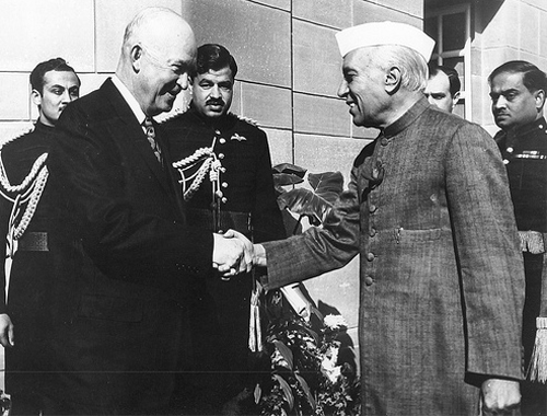 File photo of Dwight Eisenhower and  Jawaharlal Nehru, Parliament House, New Delhi, India, 1959.