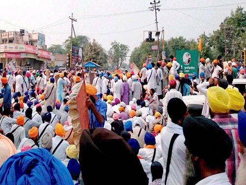 Sikh organisations protesting the desecration of the Sikh holy book and the subsequent violence in some places this week called the bandh (shutdown). PTI Photo.
