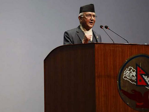 'Our close neighbour has opened our eyes. I will render efforts to bail the country out of the existing crisis, maintaining our national independence, dignity and national integrity,' he said even as Kathmandu and Beijing on Friday agreed to open seven more border trading points for supply of essentials from China to Nepal. File photo