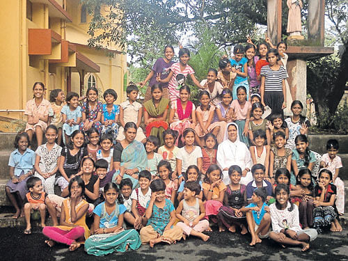 The children of St Joseph's Prashanth Nivas in Mangaluru with their caretakers.