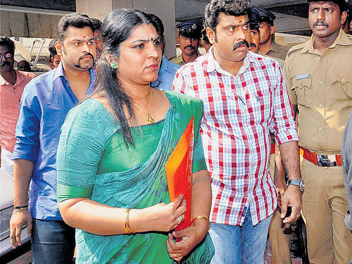 Solar scam accused Saritha S Nair arrives at Solar Commission office in Kochi on Friday. PTI