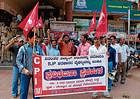 City Committee holding protest against frequent power cuts in front of the MESCOM Office in Mangalore on Monday.