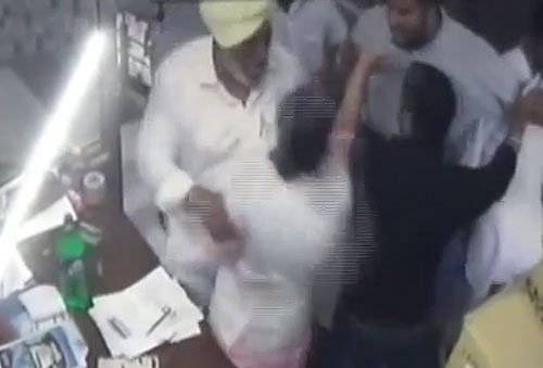 The incident occurred in Bagha Purana town on Thursday when Paramjit Singh, husband of Akali sarpanch Daljit Kaur, and their son Gurjit Singh, came to the private hospital along with a patient and the nurse, Ramandeep Kaur, told them to wait to get the person admitted. screen grab