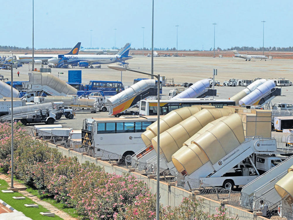 A view of the Kempegowda International Airport (KIA)  in Bengaluru. DH photo