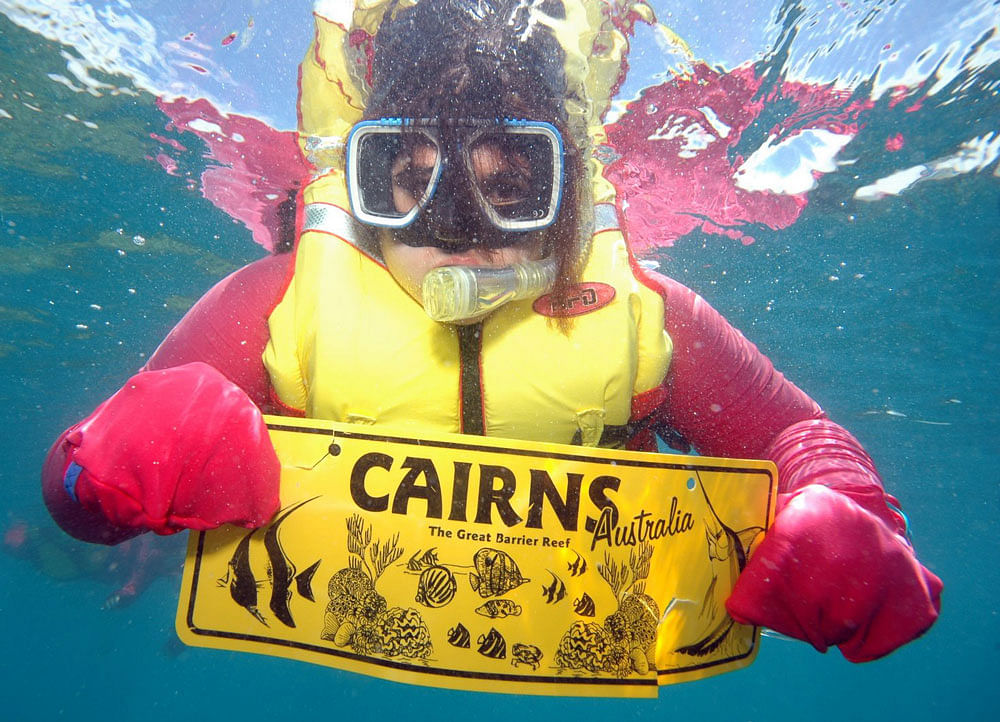 ADVENTUROUS: An underwater picture of the author at the Great Barrier Reef.