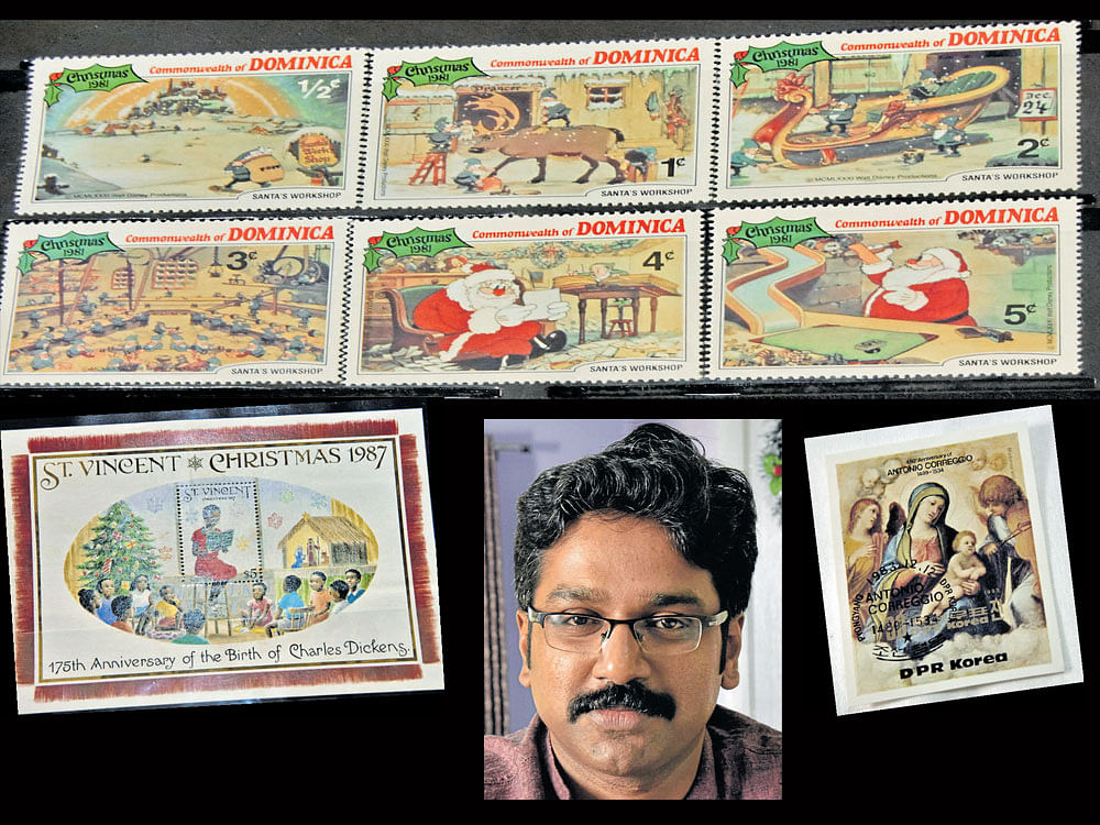 festive (Above and below) Some of Vishal's collection of stamps. DH Photos by B K Janardhan