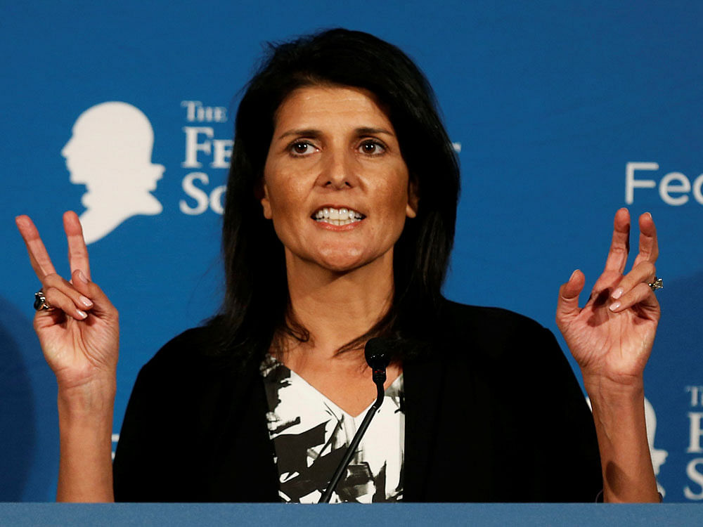 Senate Foreign Relations Committee had yesterday overwhelmingly approved the nomination of The South Carolina Governor as the next US Ambassador to the United Nations. pti file photo