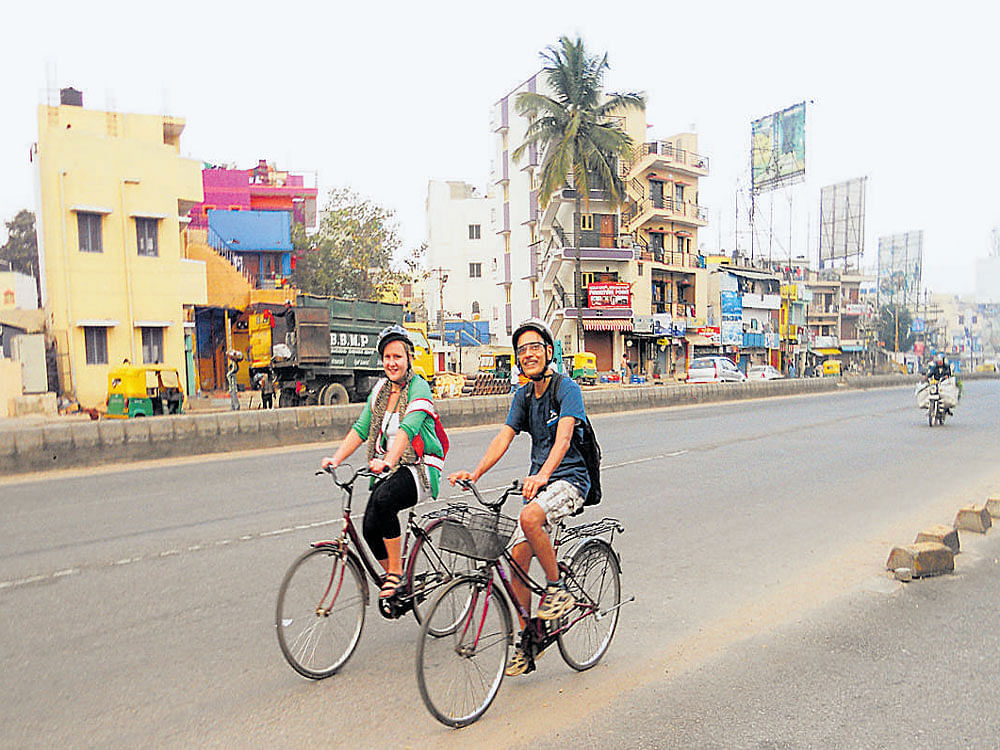 COMFORTABLE SOLUTION With the traffic situation in the city getting worse, cyclists like Ali Poonawala (above) have made it a habit to pedal to work everyday.