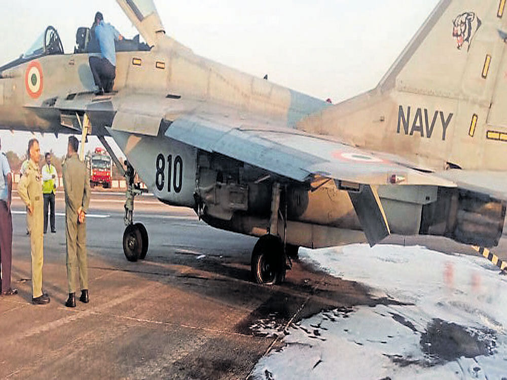 The naval aircraft that made an emergency landing at Mangaluru International Airport on Tuesday.