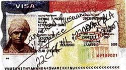 The copy of the US visa issued to Nithyananda from the US Consulate in Chennai in 2003. Date of birth circled in red.