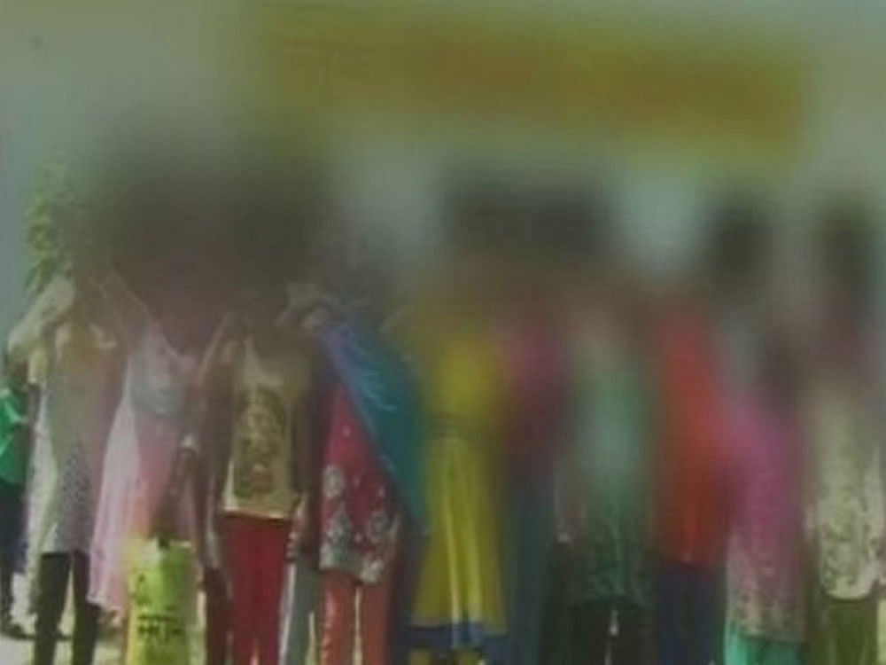 Sources said the warden flew into a rage after she saw blood stains in the bathroom. Around 70 girls were taken to a classroom where they were forced to strip. One of the students said the girls kept pleading with the warden to stop the inhumane treatment, but she did not relent. Picture courtesy ANI
