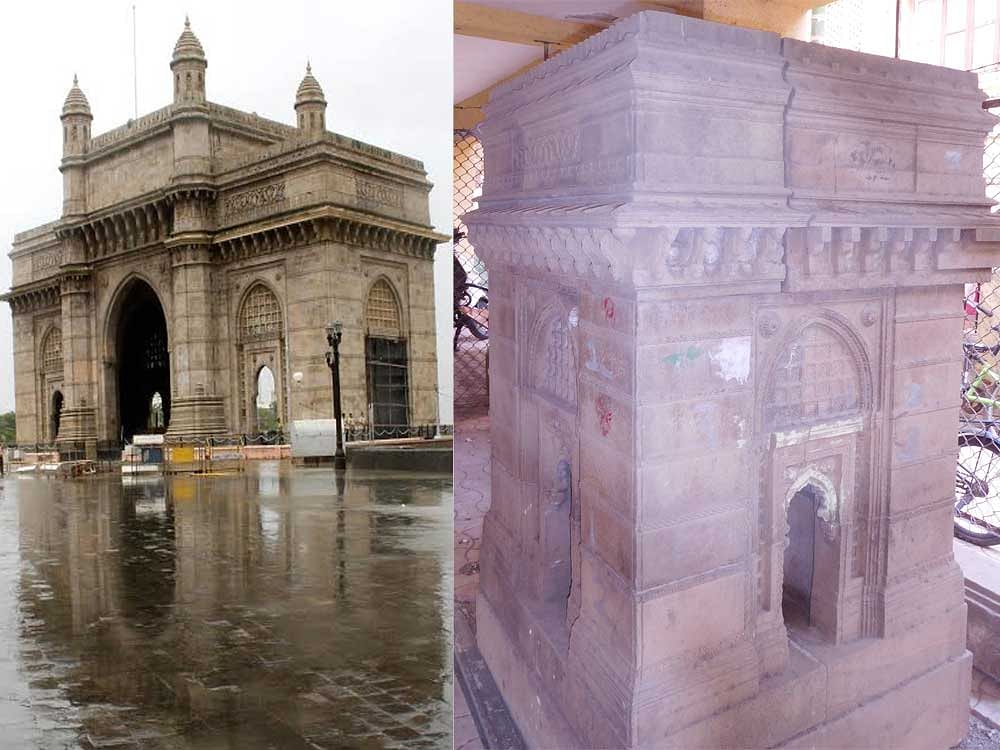 The replica of Gateway of India (right) at Gamdevi in Mumbai. Photo by Mrityunjay Bose/DHNS