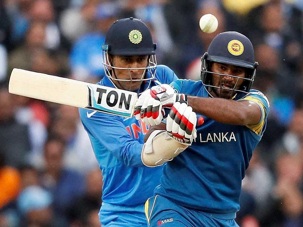 Sri Lanka's Kusal Janith plays a shot during the ICC Champions Trophy match between India and Sri Lanka at The Oval cricket ground in London, Thursday. AP/PTI Photo