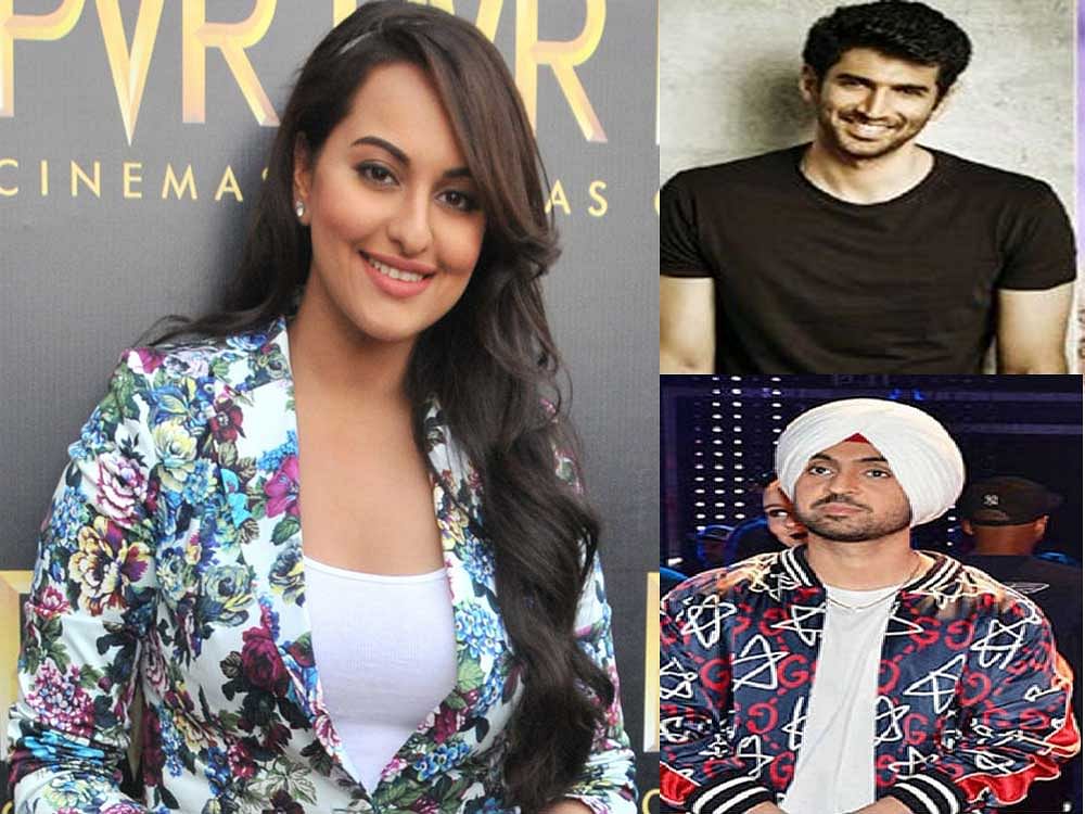 Actors Sonakshi Sinha, Aditya Roy Kapur and Diljit Dosanjh will be seen together in a film to be produced by Wiz Films and Vashu Bhagnani. File Photo