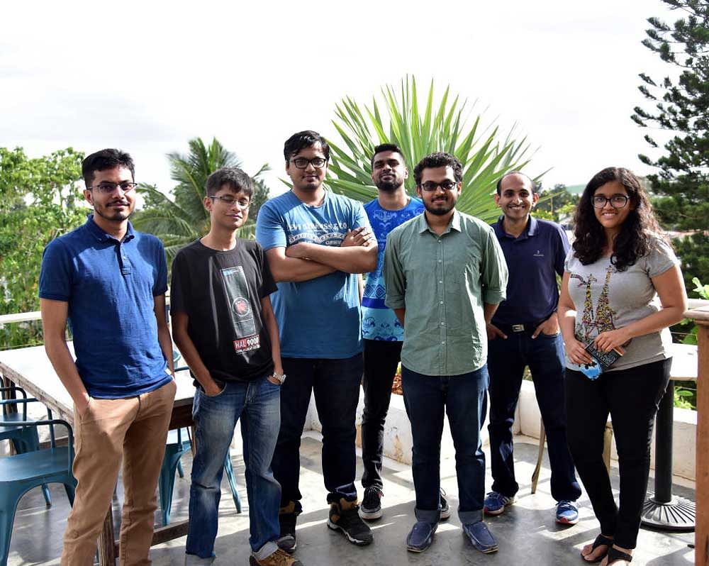 Pageturners: (From left) Abhinav Mehta, Sourajit Debnath, Mac Lobo, Prateek, Chandranath Patra, Aditya Kumar and Priya Dabak. DH Photo by B H Shivakumar