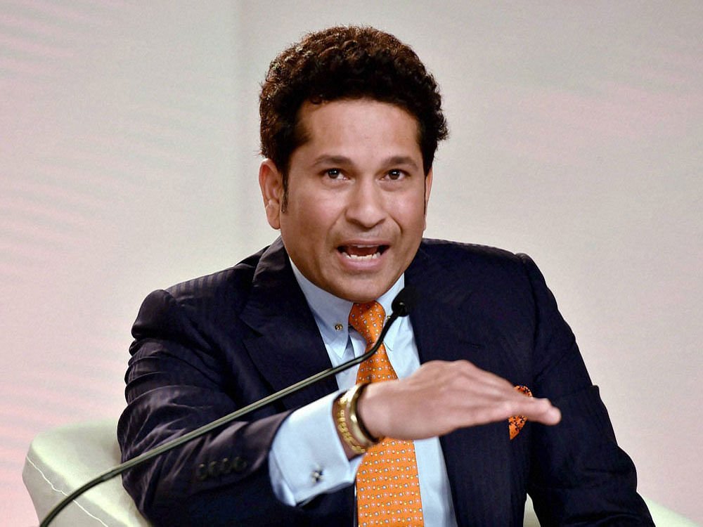 Tendulkar, the face of the IDBI Life Insurance Mumbai Half Marathon scheduled on August 20, spoke in front of a few participating runners who also shared their experience. Photo credit: PTI.
